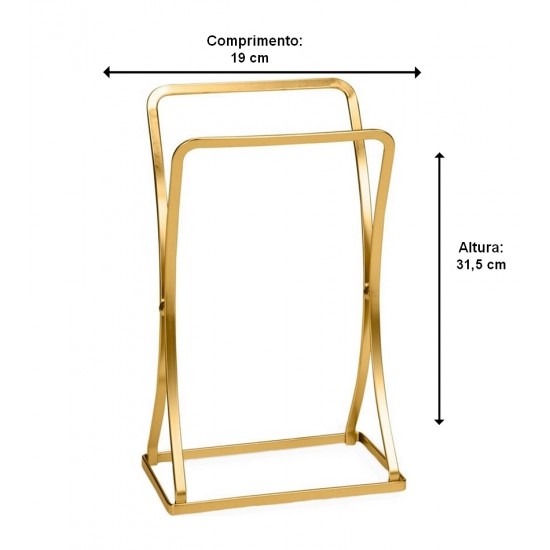 Porta Toalha Para Lavabo 31,5 Cm Altura Linha Dourado Fosco